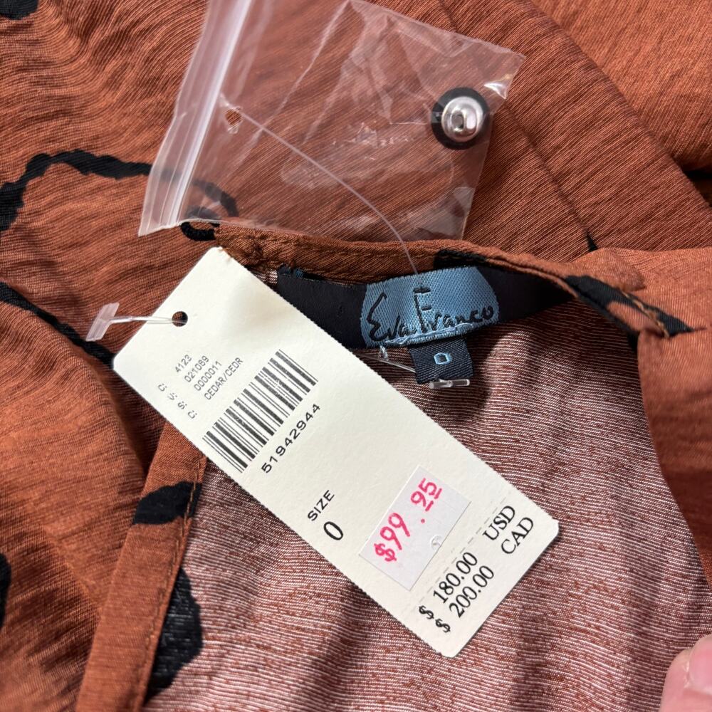 New Eva Franco Jumpsuit Anthropologie Tan Brown Geometric - Picture 4 of 12